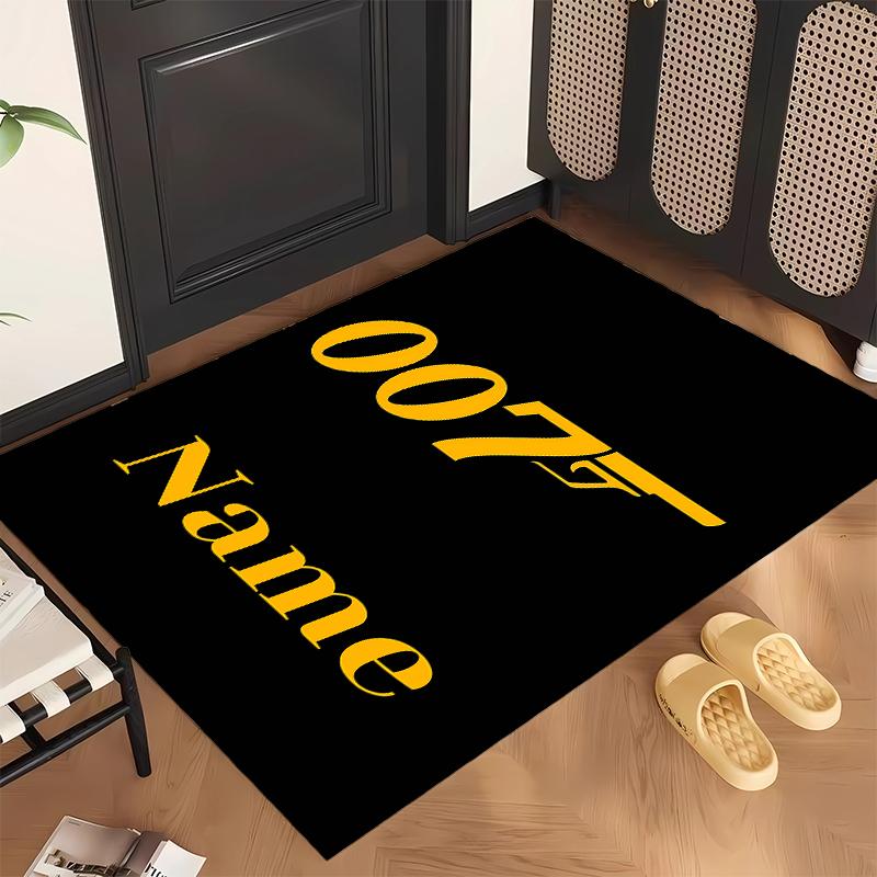 007 (1) Personalized Name Office Carpet Stylish Decor for Living Room Bedroom Kitchen