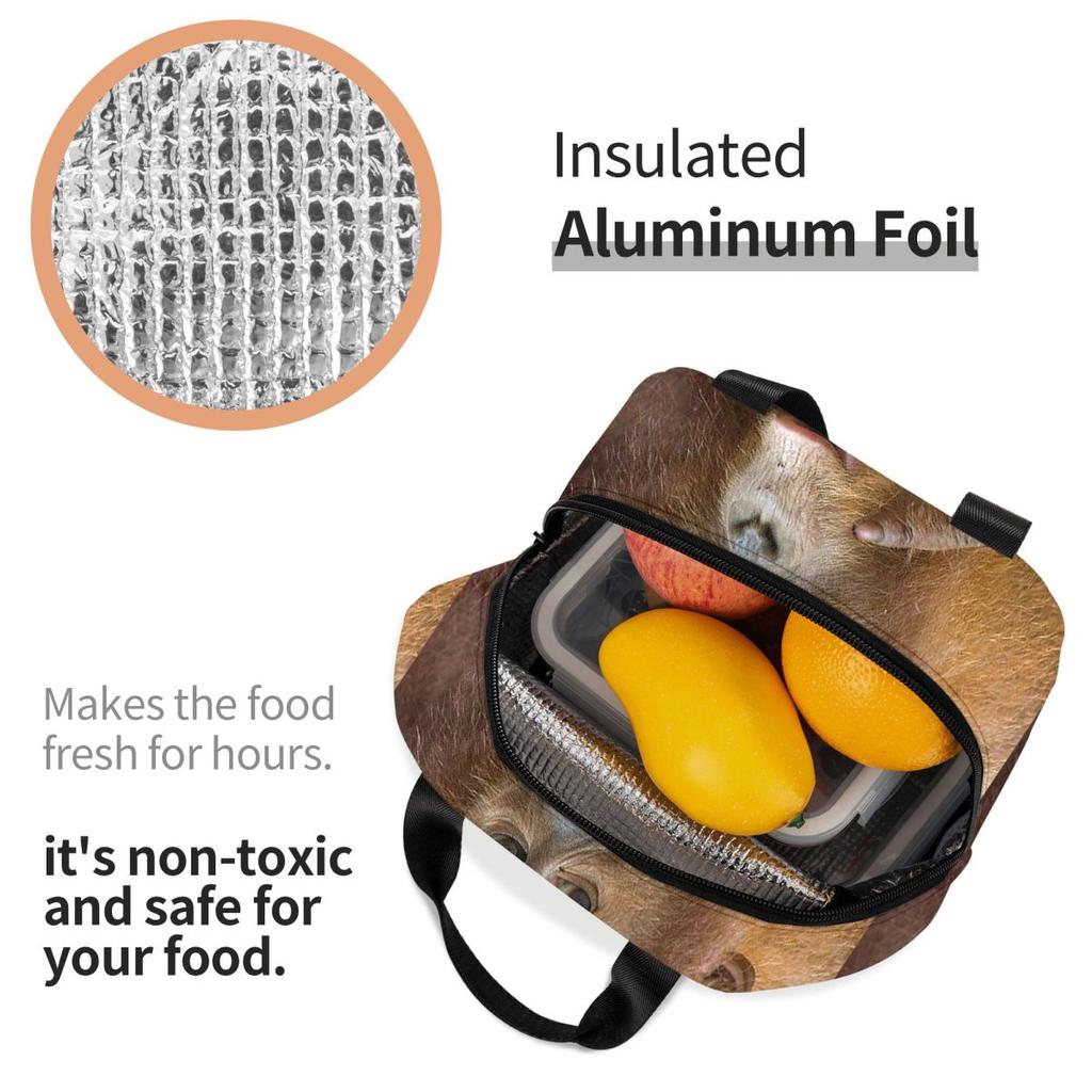 Gorilla Face Print Insulated Lunch Bag for Women Children Portable Food Boxes Thermal Lunch Box Tote