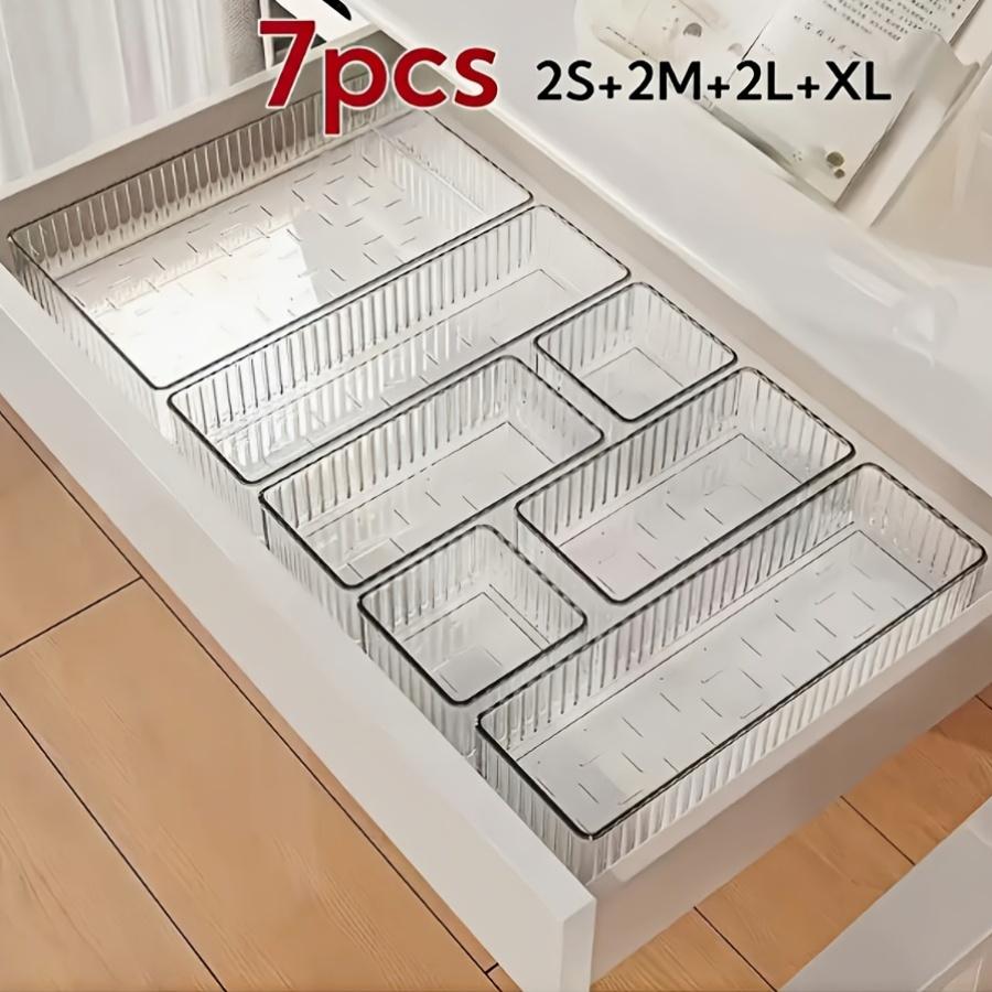 high quality5/7/8/9pcs Clear Acrylic Cosmetic Storage Box, Suitable for Vanity, Storing Lipstick, Eyeshadow, Skincare Products, Home Use, Drawer
