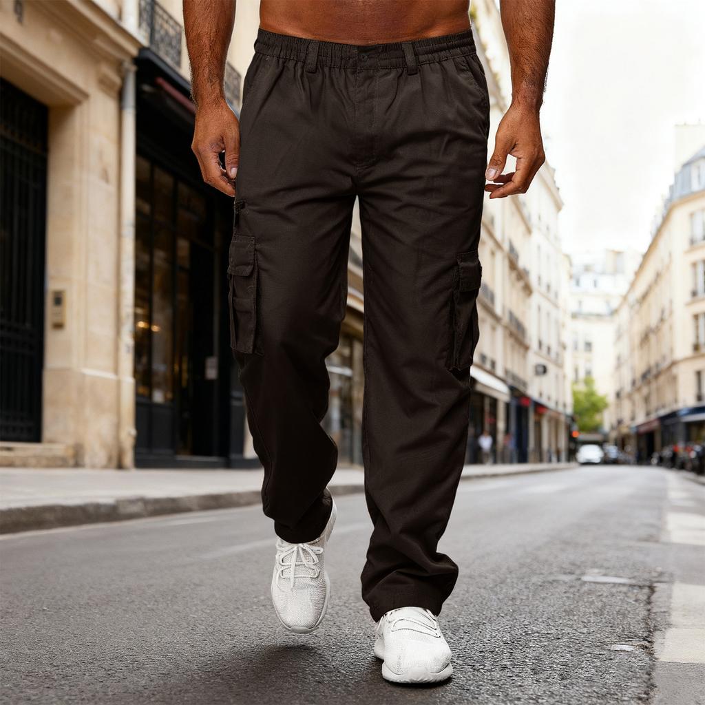 Men's Casual Multi Pocket Loose Straight Leg Workwear Pants