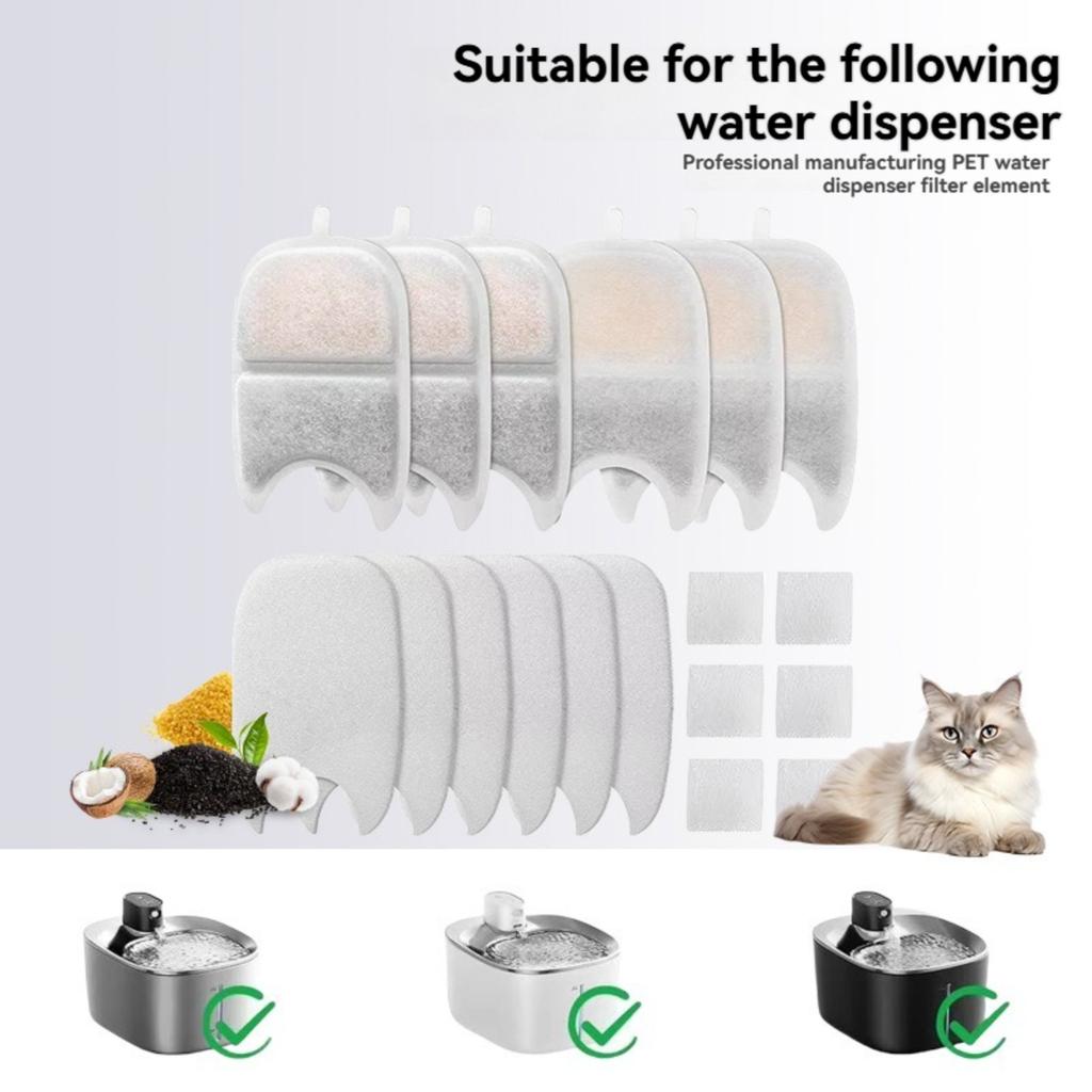 Set da 12 Filtri e Spugne di Ricambio per Fontana d'Acqua per Gatti Feelneedy 4L 135 fl oz Fontana d'Acqua in Acciaio Inossidabile per Animali Domestici YPD C004P YPD C004S
