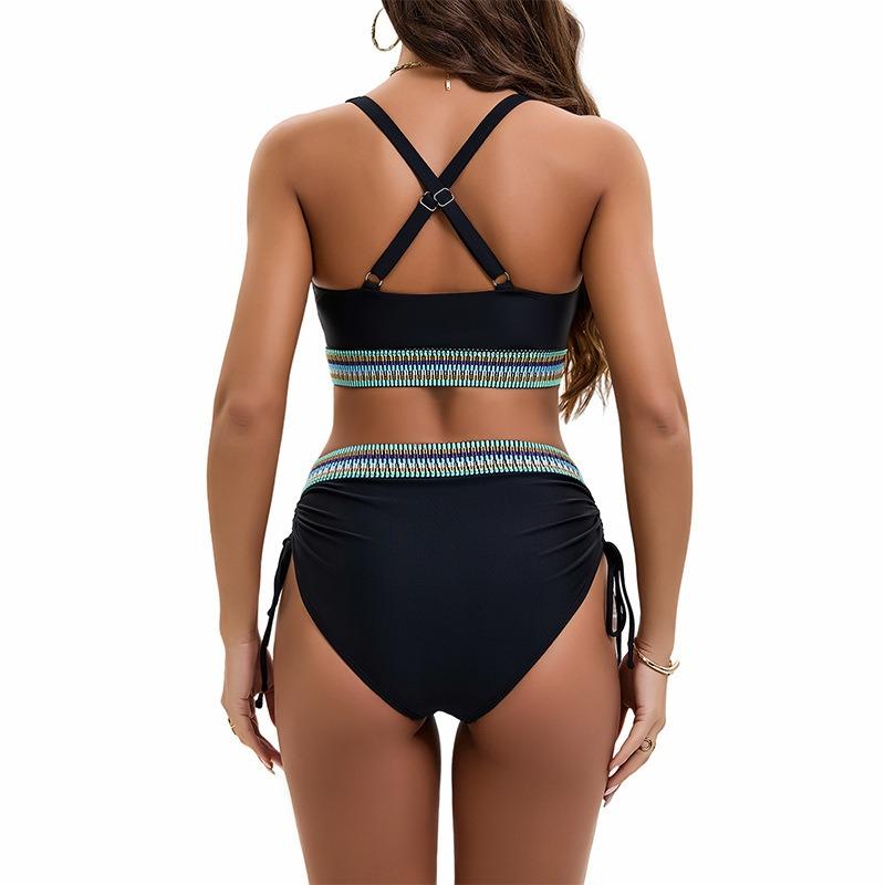 Damen Neuer High-Waist Kordelzug Webband Sexy Bikini Zweiteiliger Badeanzug