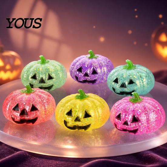 Knete Stressball 1/2/3 Stück Halloween Kürbis Relief Spielzeug, Gruseliger Kopf Glitzer für Kinder Erwachsene, Partygeschenke