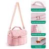 Pink Quilted Insulated Lunch Bag With Removable Strap Padded Handle For Work School Picnics