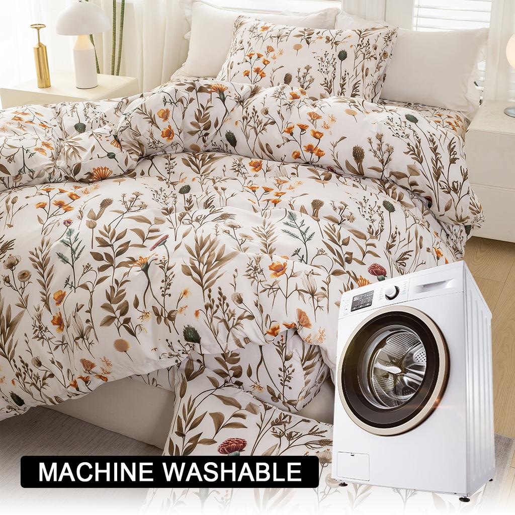 3pcs/set Leaf Floral Pattern Duvet Cover Set(1 Duvet Cover & 2 PillowcaseSoft And Skin-Friendly Duvet Cover Bedding Set For