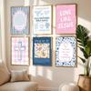 6Pcs Pink Blue Christian Wall Art Bow Bible Verse Floral Canvas Wall Decor Religious Pictures Jesus Scripture Poster Prints Trendy Preppy Painting