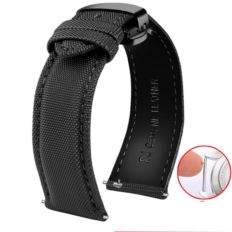 Für Mido Nylon Lederarmband Commander M021 M025 Multifort M005 Tissot CASIO Schwarz Orange TAG Heuer Nylonarmband 20mm 21mm 22mm