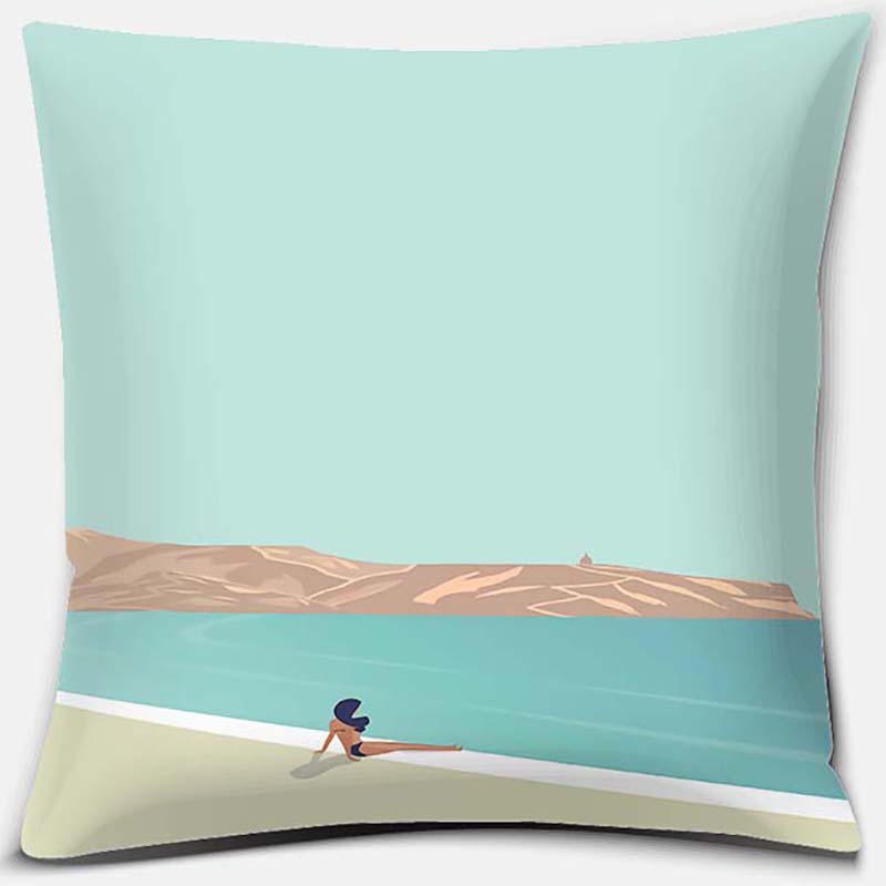 45*45cm Greece Santorini Series Pattern Pillow Square Pillowcase Cushion Cover Home Sofa Textile Pillowcase Home Decoration