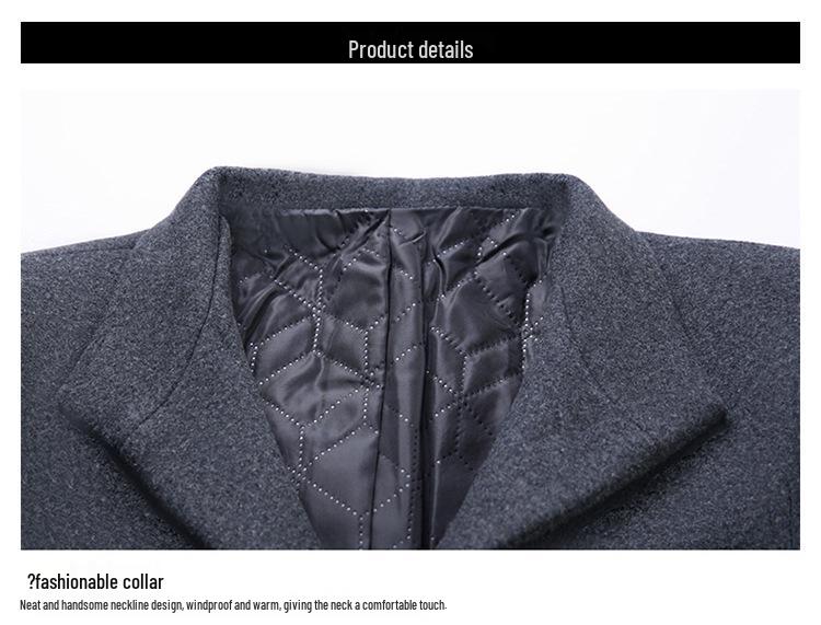 Men's Wool Coat: Casual Mid-Length Plus-Size Warm Jacket for Autumn/Winter