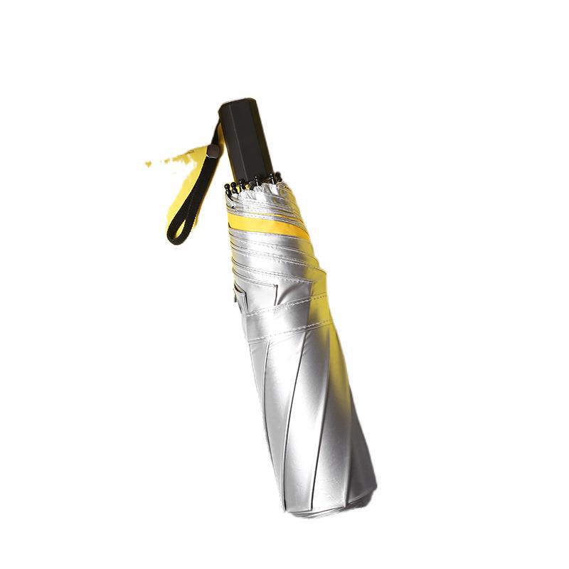Hand-opened titanium silver glue umbrella, full shading sunscreen parasol, weather and rain vinyl folding umbrella plus aluminum bone umbrella