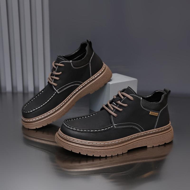 

Fashion Golden Sapling British Style Mens Genuine Leather Shoes Men Sewing Round Toe Ankle Boots Male Flats Businessman Footwear Trendy 44