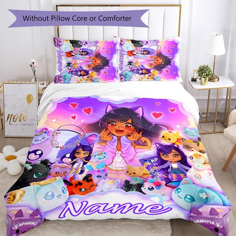 Set Biancheria da Letto Aphmau Personalizzato con Nome 3 Pezzi Copripiumino Chiusura Include 1 Copripiumino & 2 Federe per Tutte le Stagioni Decorazione Camera da Letto