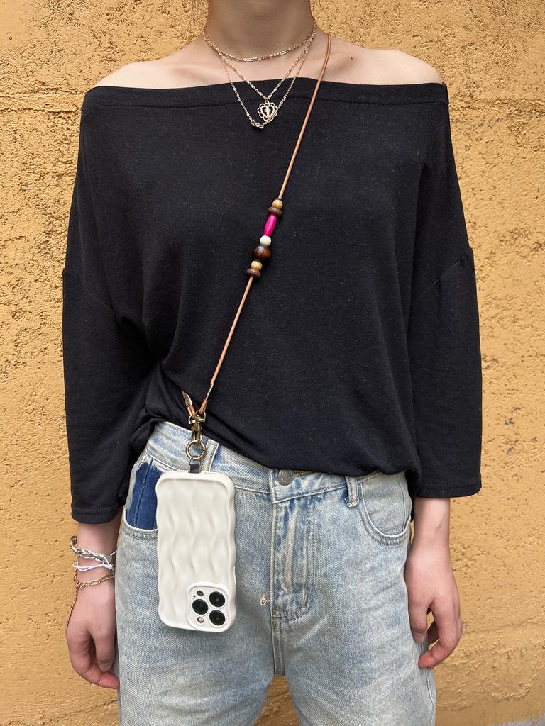 Detachable Hand-beaded Phone Lanyard Retro Neck Slant Phone Accessories