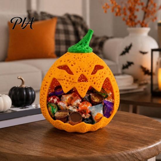 Decorative Candy Bowls for Party Hollow Pumpkin Storage Ornament Halloween, Holder, Creative Holiday Treat Holders Home Desktop Organizer with Stable