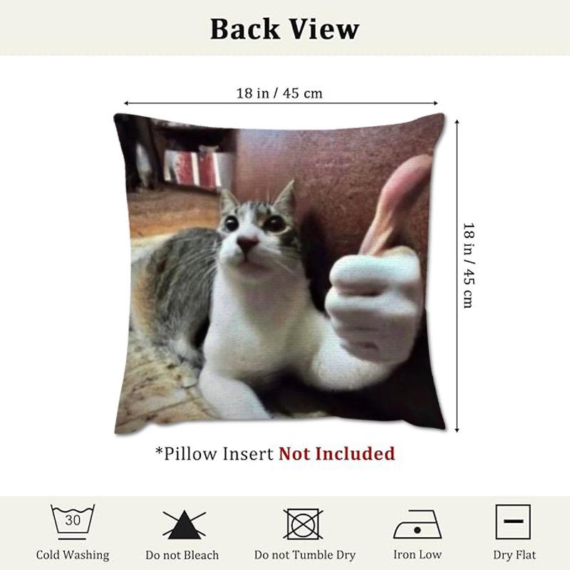 Humorous Thumbs-Up Cat Square Pillowcase Double-Sided Print For Bedroom Sofa Dormitory Office Home Party Decor