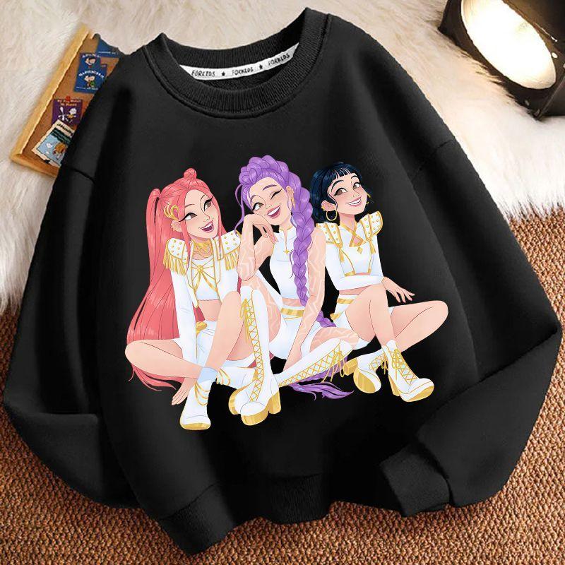 Children's Witch Hunt Team Round-neck Hoodies for Autumn and Winter, Long-sleeved Casual Hoodies for Boys and Girls