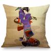 Beautiful Pretty Japanese Geisha Cartoon Traditional Kimono Girl Floral Cotton Linen Sofa Pillow Case Home Decor Cushion Cover