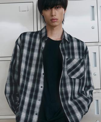 NODU Ombre Check Shirt [Black]