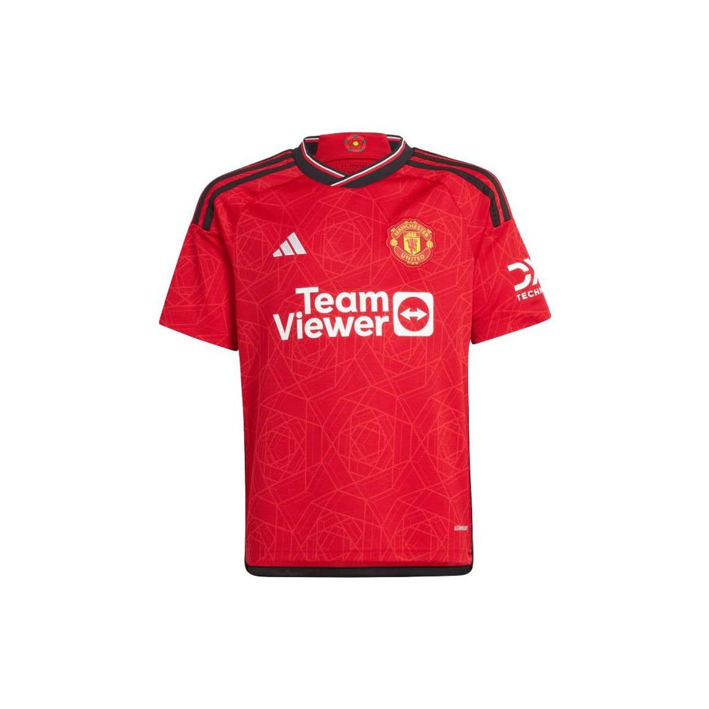 Adidas Kids Letter Print Round Neck Short Sleeve Soccer Jersey Kids Tops Red IP1736