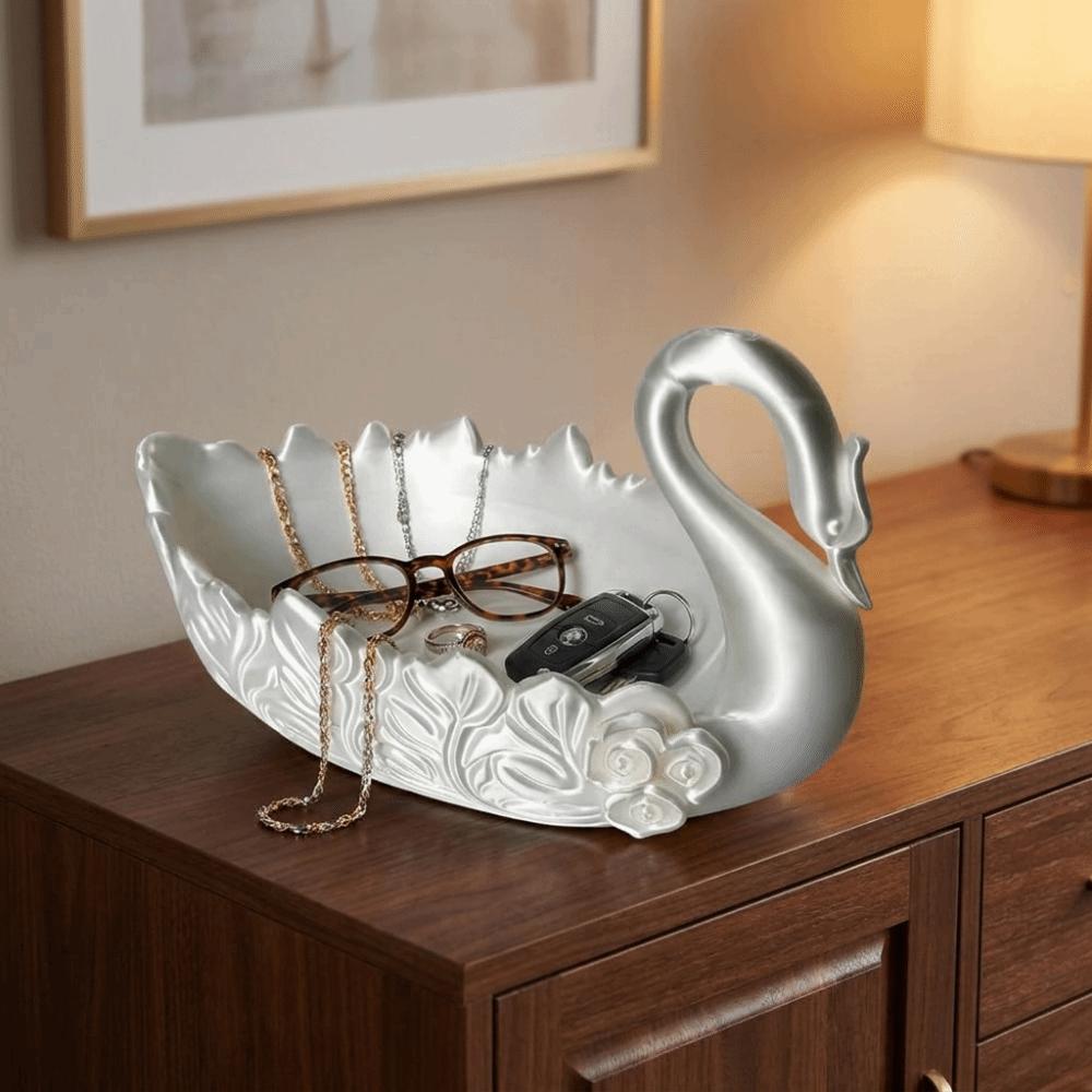 Nordischer Stil Schwan Schmuckhalter 3D-gedruckter Schlüsselanhängerhalter Kleinkram-Aufbewahrungsschale Eingangsbereich