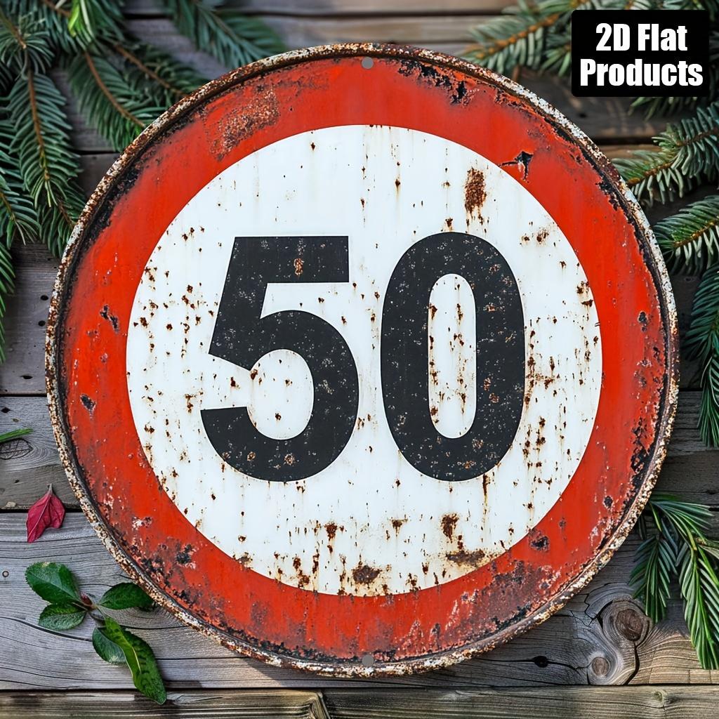 D Flat pc VintageInspired Round Aluminum Metal Sign  Speed Limit  WallMounted No Power Needed Ideal for Bars 20x20cm(8x8inch)
