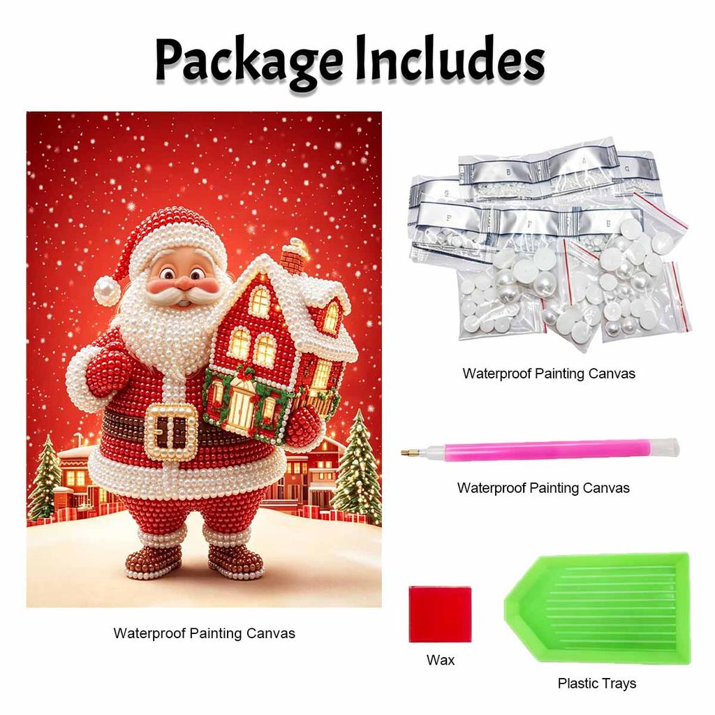 DIY Frameless Pearl Painting Kit Festive Santa Claus Easy Bead Art Canvas Beginner Friendly Relaxing Craft for Adults