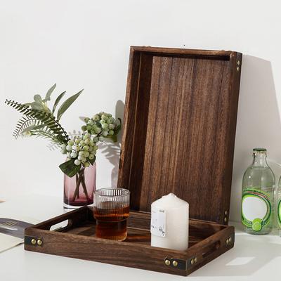 Rechteckiges Serviertablett aus Holz mit Griff, Teetablett, Home-Wasserbecher, Obst, Lebensmittel, Brot, Kleinigkeiten, Serviertablett, Hotel-Essteller