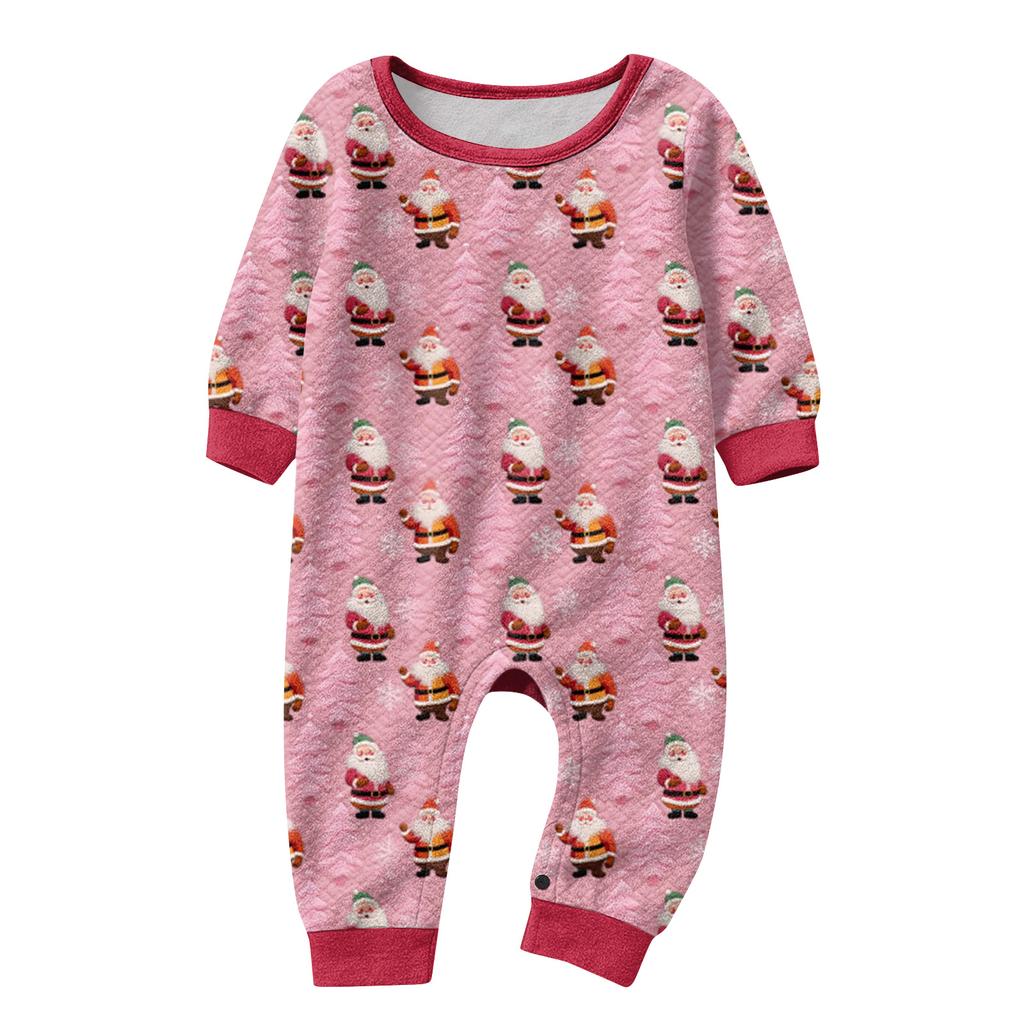 Pasujący Rodzinny Świąteczny Zestaw Domowy Flanelowy z Nadrukiem Długi Rękaw i Spodnie