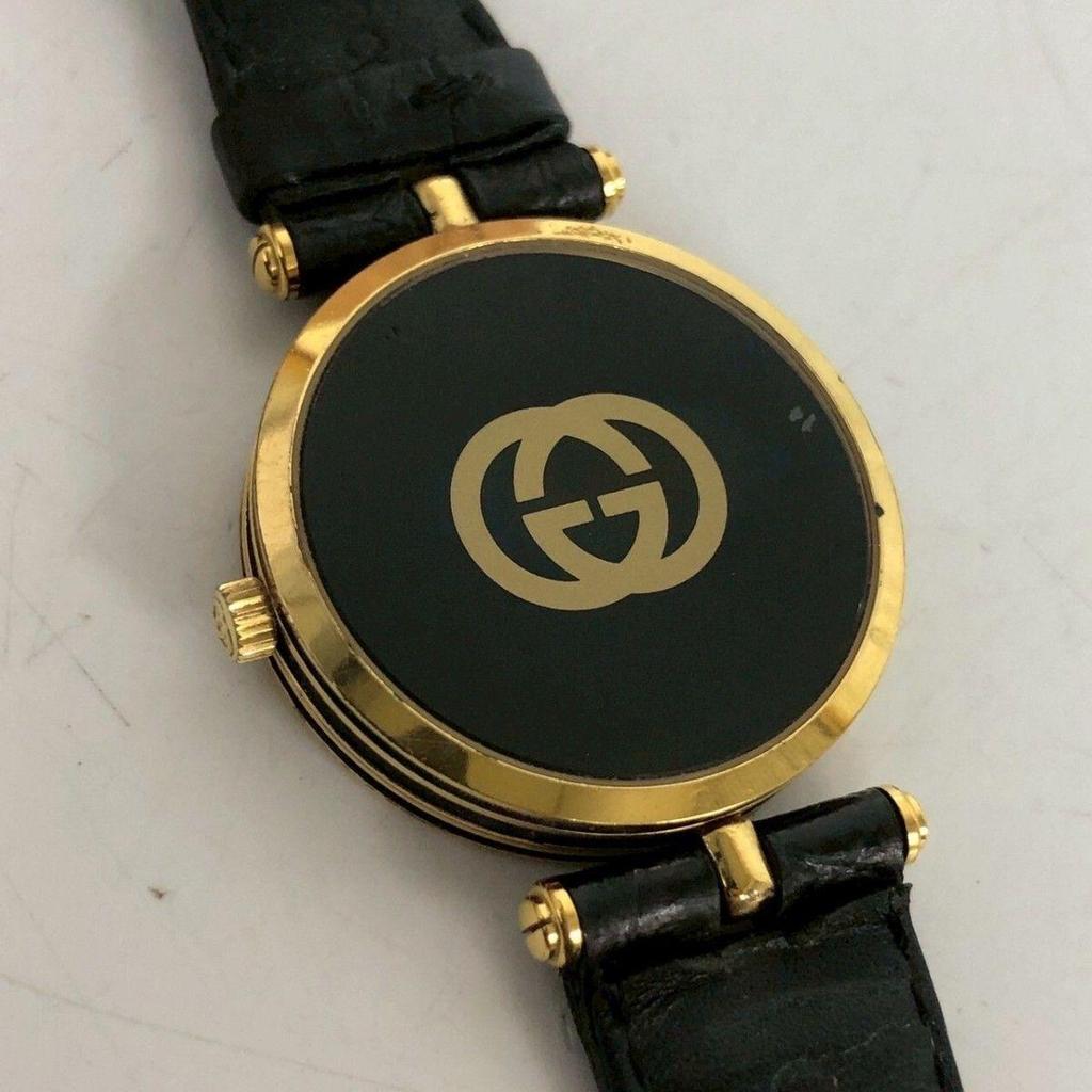 Used GUCCI Gucci Watch Quartz Vintage Black Black Gold Gold Sale SALE Very Popular Top Grade Masterpiece Excellent Luxury Special Carefully Selected