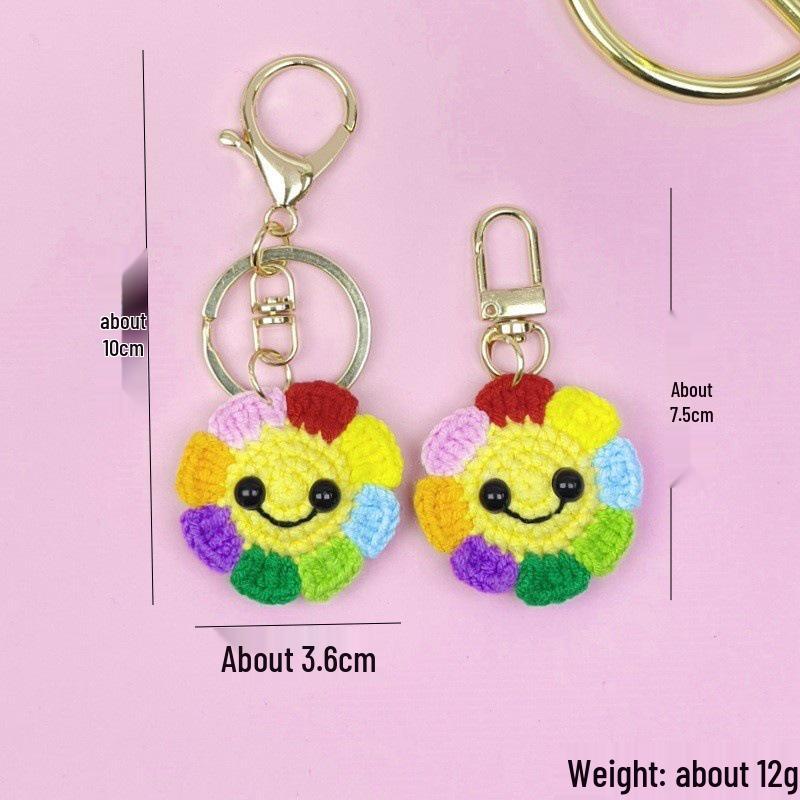 Bunte Sonnenblumen-Smiley-Gesicht Schlüsselanhänger & Handgefertigter Taschenanhänger - Ohrhörerhüllen-Dekoration für Damen & Kindertag Geschenk