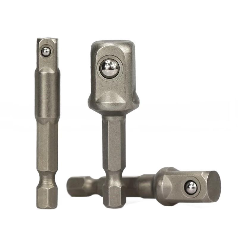 3pcs 1/4 3/8 1/2 Socket Adapter Hex Shank Drill Bits Extension Rod Power Tools