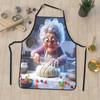 1pc Baking Grandma Recipe Printed Apron - A Warm And Healing Scene of a Silver-Haired Grandma Making Snacks, with a Realistic Kitchen Setting And Colo