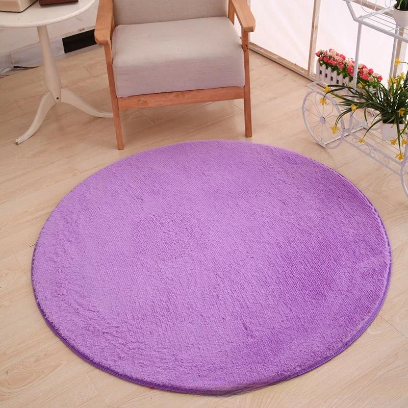 Thick Silk Carpet Floor Mat Fluffy Tender Comfortable Solid Simple Daily Living Room Bedroom Round Skin-friendly Household Ins