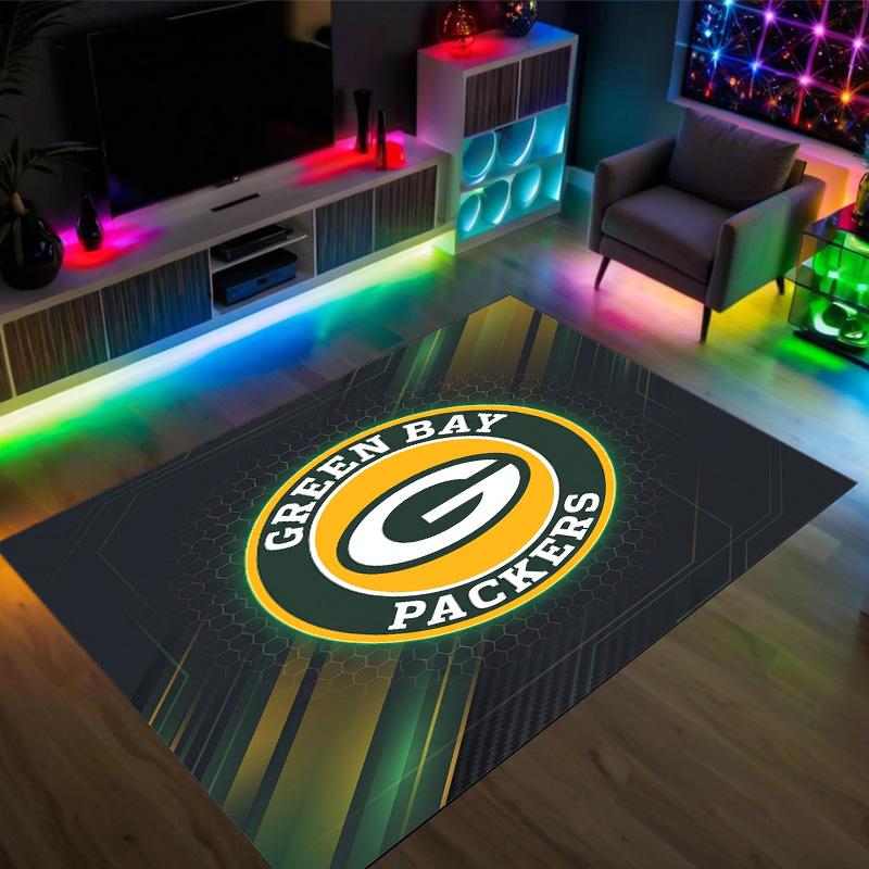 Tappeto in Velluto Cristallo Design Green Bay Packers Accogliente Non?Tappeto Stampato Antiscivolo per Camera da Letto Soggiorno Ingresso