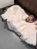 Women's Silk Pajama Set - Solid Color, Short Sleeve, Shorts & Long Pants, Mulberry Silk, Light & Comfy
