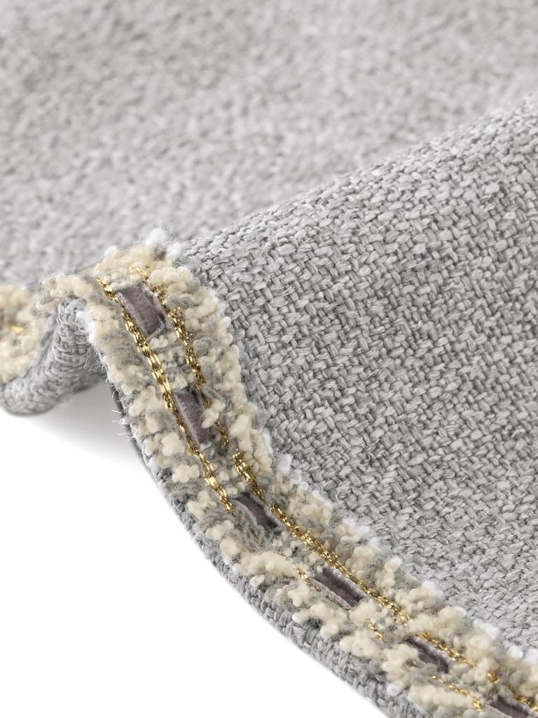 Allegra K Women's Tweed Jacket, Elegant Double-Breasted Long Sleeve Crop Blazer with Collar, Dressy Casual, Gray, Size M