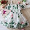 New Summer Girls Suspender Dress Kids Print Dress Elegant Children Casual Clothes Chiffon Flower Tutu Princess Dresses for Girls