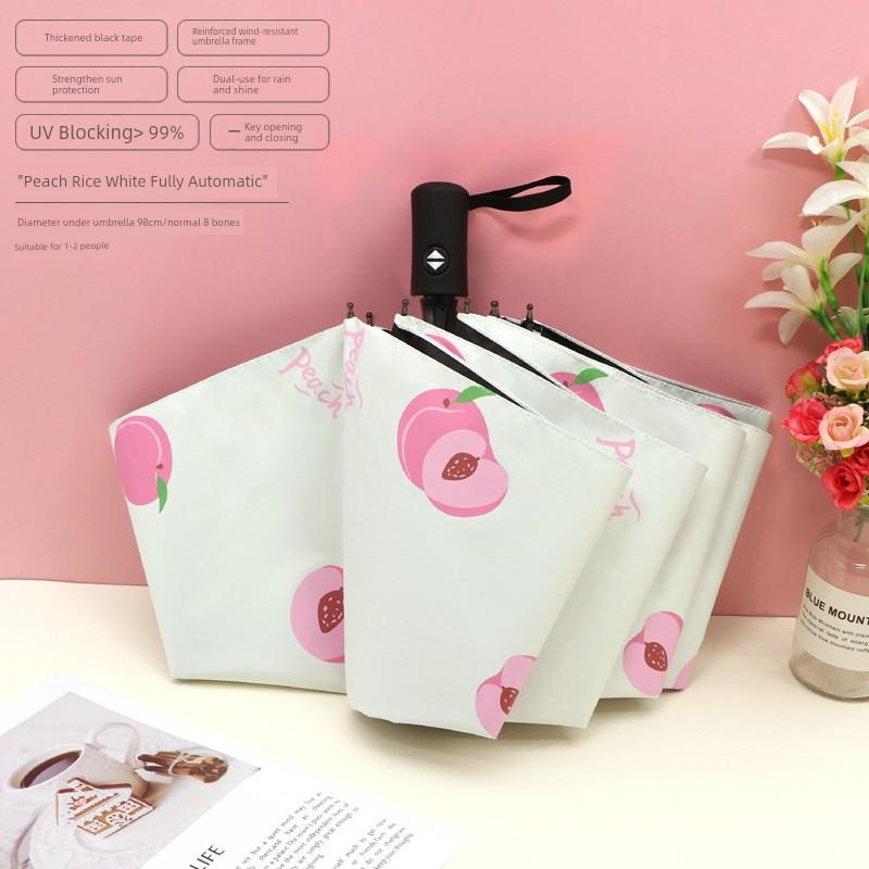 Fresh Print Umbrella Female Student Foldable Sunny and Rainy Dual-Use Thickened Sun-Proof UV Protection Sun Umbrella