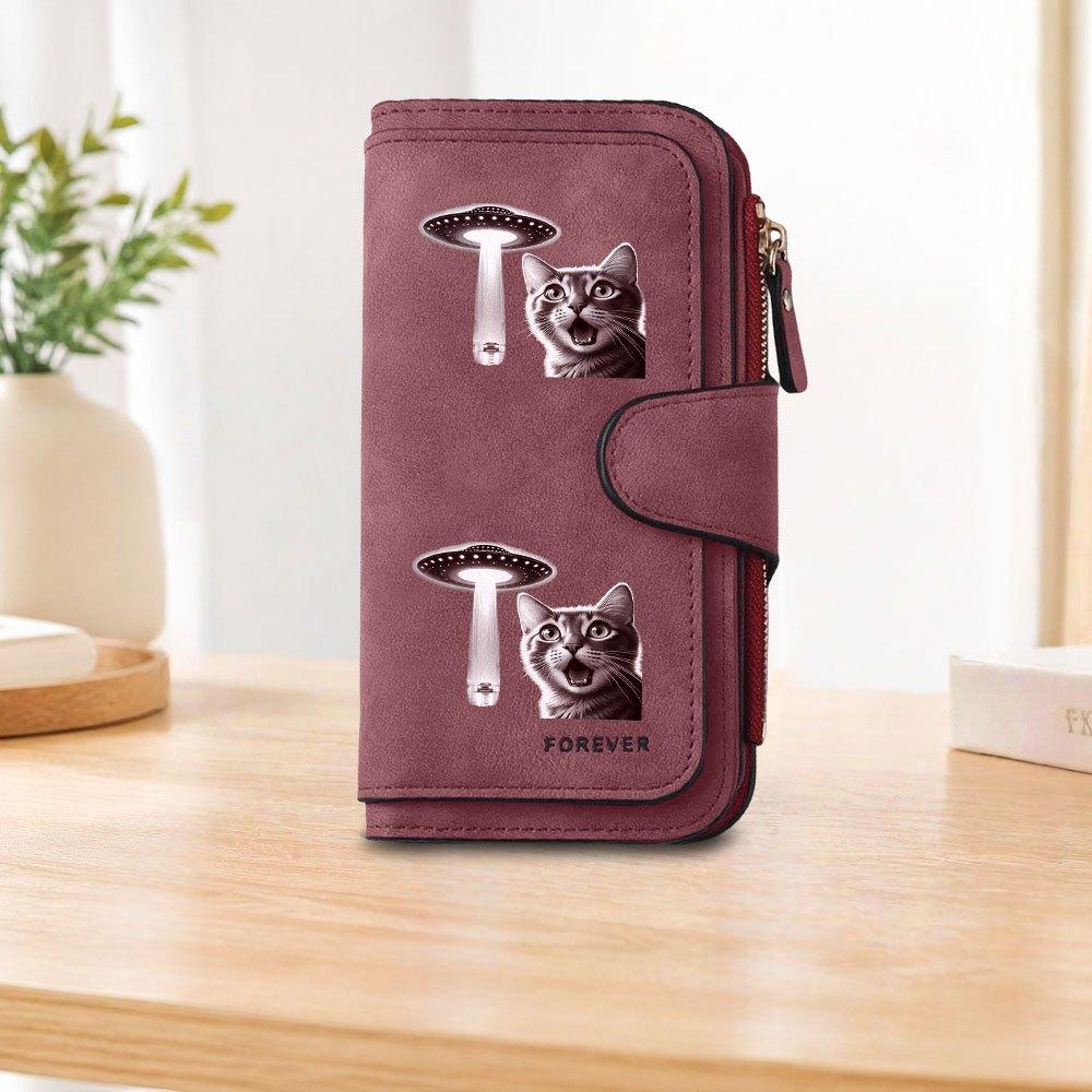 UFO Cat Long Zipper Wallet, Large Capacity Card Holder, Unisex Clutch Bag, Fashionable Zipper Coin Purse, Suitable for Daily Use, A Great Gift for
