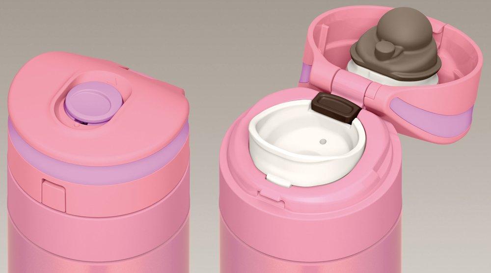 Thermos Water Bottle Vacuum Insulated Mobile Mug Open Pink P [One-Touch Type] 0.35L JNS-350