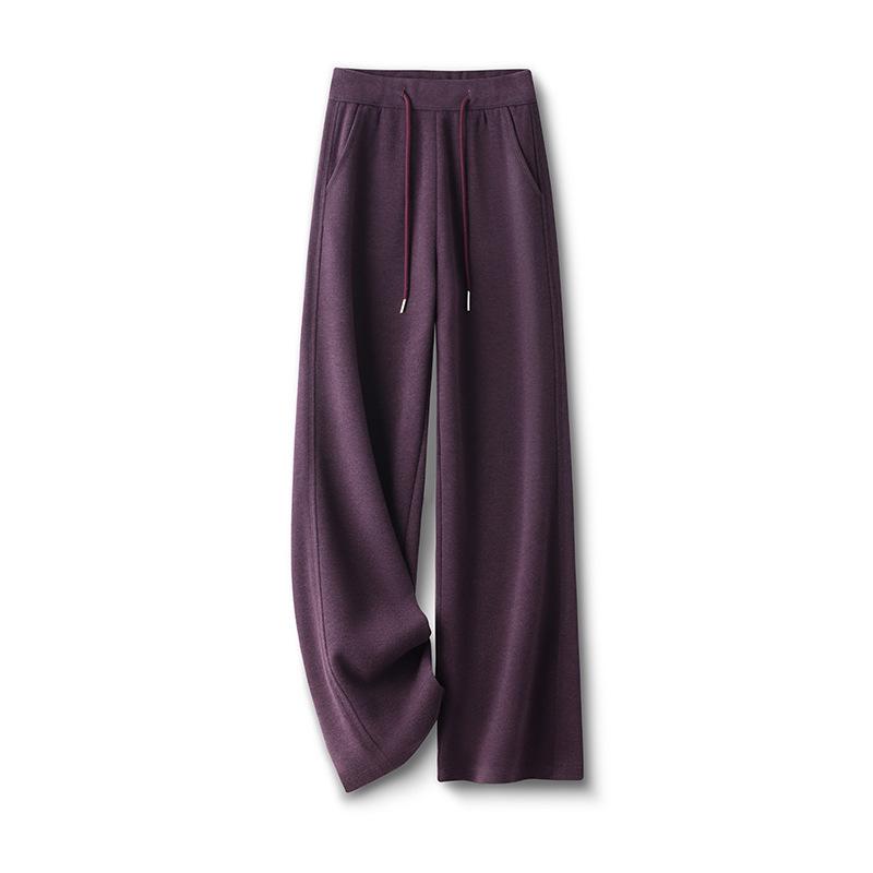 

Women s Purple Wool Wide-Leg Slimming Trousers - Floor-Length, Autumn/Winter 2025 Fashion 30/2XL (125-135 lbs)