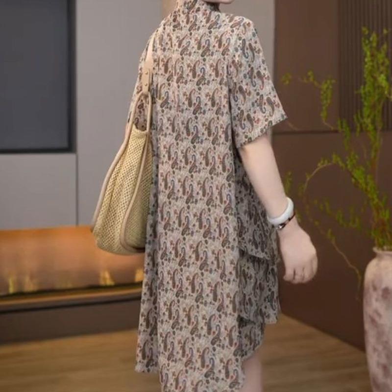 Printed Summer Fashion Two Piece Set Loose Plus Size T Shirt and Shorts Pants Slimming Outfit for Women