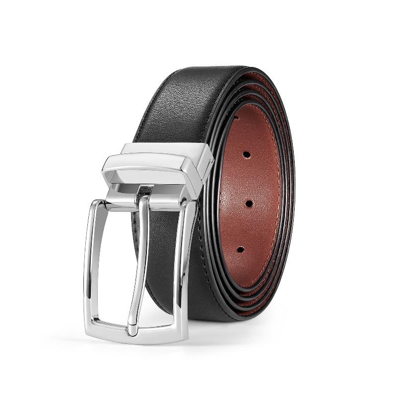 Повседневный кожаный ремень ремень из коровьей кожи мужской кожаный ремень деловой двусторонний ремень с двойной пряжкой 120cm