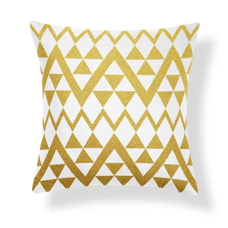 Retro Ethnic Style Art Pattern Light Luxury Gold Bedroom Living Room Sofa Seat Decorative Cushion Cover Geometric Pillowcase
