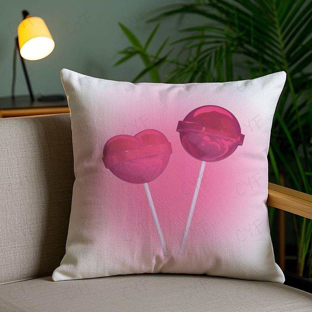 Sweet Pink Candy Pillow Case Safe Custom Photo Pillow, Anti-Fade Brushed Fleece Cushion, Maternal & Infant Safe.