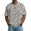 Herren T-Shirt mit Leopardenmuster, Atmungsaktives V-Ausschnitt Kurzarm Oberteil für Herren, Lässiges Mode Sommer T-Shirt