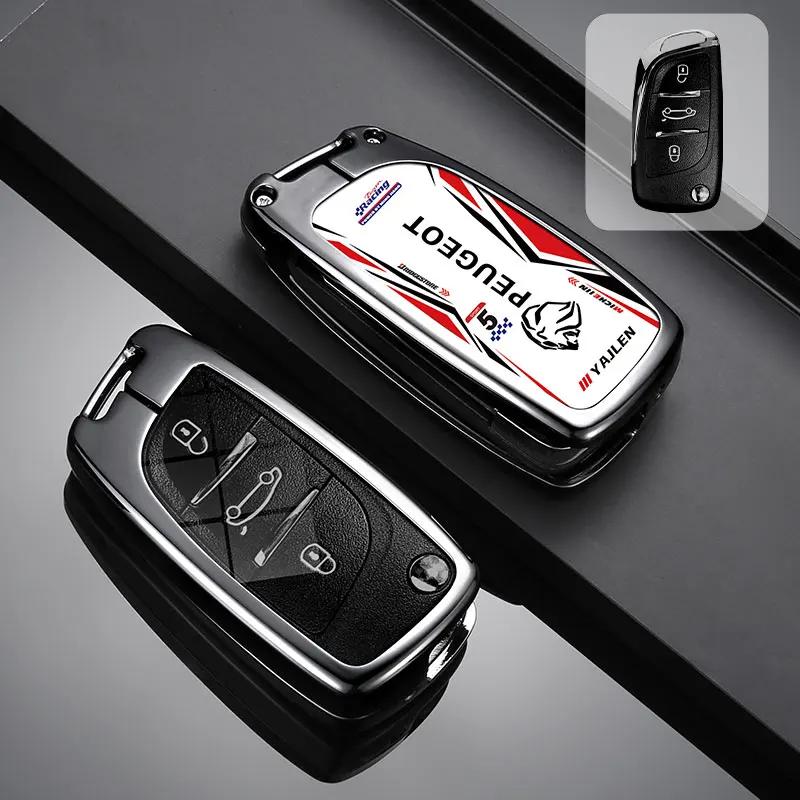 Car Sticker 2025 Hot Car Smart Key Bag Is Suitable for Peugeot 308 3008 508 5008 408 4008 208 301 407 Cool Zinc Alloy Car Key Re