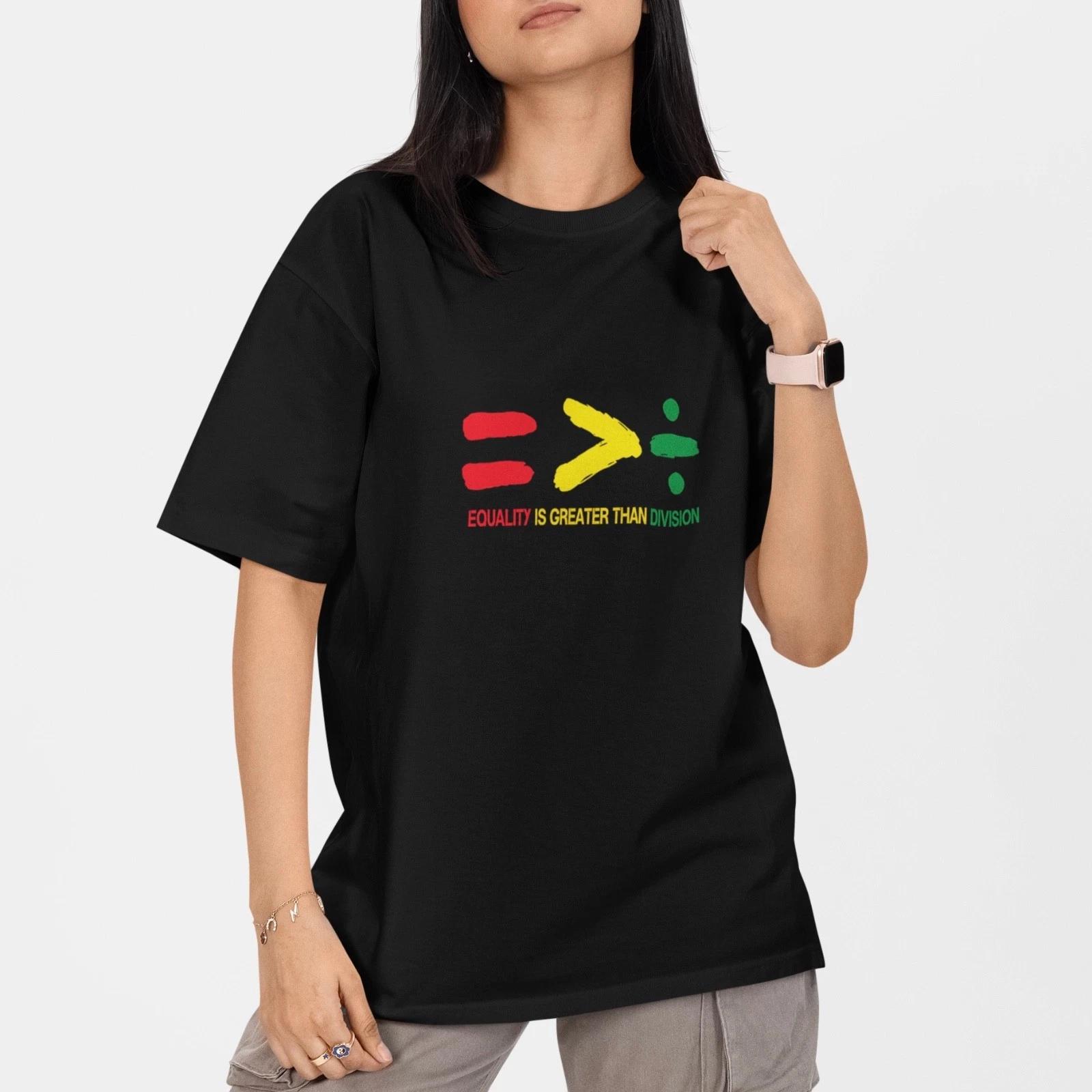 Equality Is Greater Than Division T-Shirt Unity Peace Math Symbol Graphic Tee M