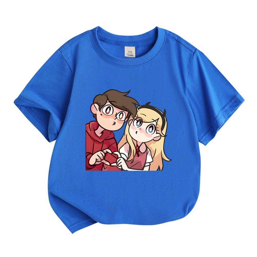 Kids Boys Girls 100% Cotton Short Sleeve O-Neck T-Shirt, Cute Cartoon Star Vs The Forces of Evil Couple Print Casual Soft Comfortable Tee for Daily We