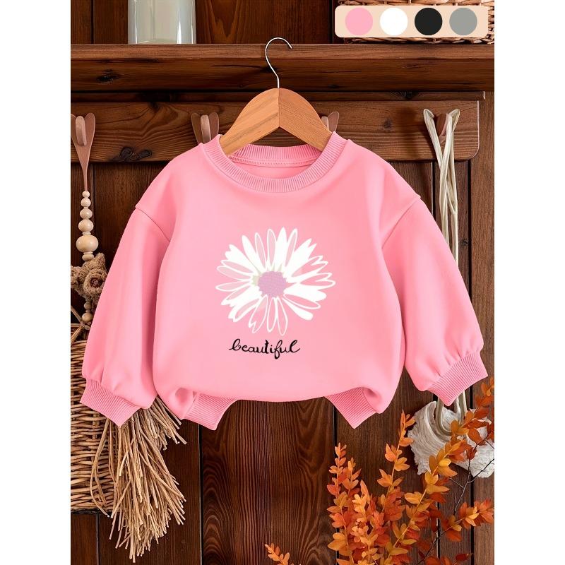 Kids Crewneck Pullover Sweatshirt, Floral Graphic Print